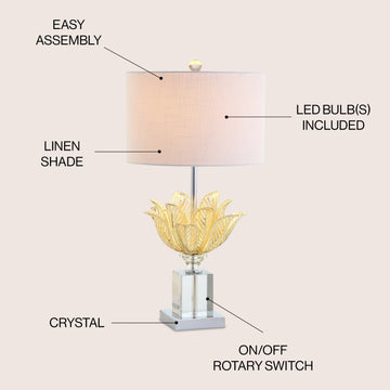 Mia 24.5" Crystal LED Table Lamp - JONATHAN Y